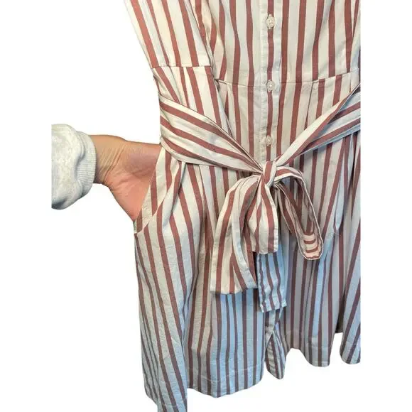 Boden Women 4 Anastasia Shirt Dress‎ Tie Waist Brown Conker/Ivory Button Up - Picture 12 of 17